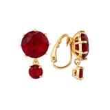 LES NEREIDES Red Garnet Diamantine 2 Stone Clip-On Earrings