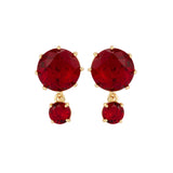 LES NEREIDES Red Garnet Diamantine 2 Stone Clip-On Earrings