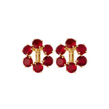 Les Nereides Garnet Red Diamantine 6 Stone Post Earrings
