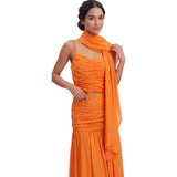 A0251004 طقم تنورة وشال زيتوني XS SS26