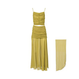 A0251004 طقم تنورة وشال زيتوني XS SS26