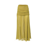 A0251004 طقم تنورة وشال زيتوني XS SS26
