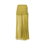 A0251004 طقم تنورة وشال زيتوني XS SS26