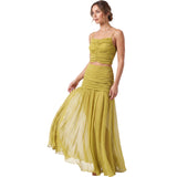 A0251004 طقم تنورة وشال زيتوني XS SS26