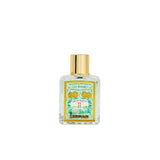 L.T. Piver Heliotrope Blanc Eau de Parfum 100ml bottle with gold cap displayed beside a light green vintage-style box featuring botanical illustrations and a red torii gate, Order Online Today.