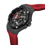 Cerruti Lucardo Gents Automatic Black Dial Gun Case Red Silicon Strap Watch