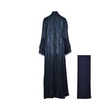 Lamar Textured Satin Midnight Blue Abaya with matching scarf — Available for Online Purchase.