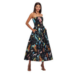 Leo Lin Women's Leanne Bustier Midi Dress Twilight Print in Black
