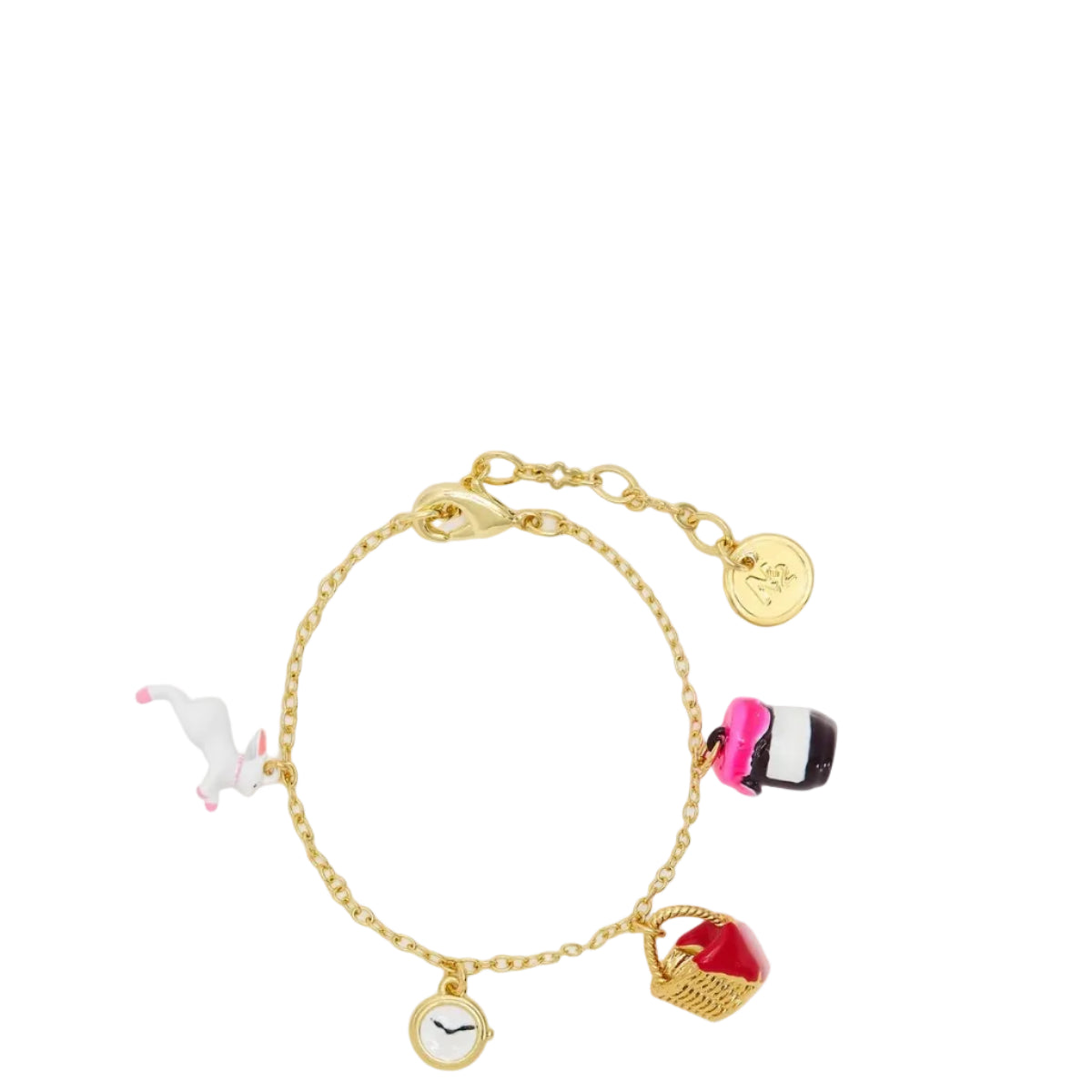 Les Néréides MULTIVERS Women's Delicate Bracelet Gold bracelet with various charms on a white background