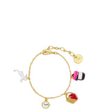 Les Néréides MULTIVERS Women's Delicate Bracelet Gold bracelet with various charms on a white background