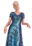 Talbot Runhof Women's LOTION Long Turquoise Dress