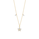 Luca Barra IP gold steel flower necklace with white zircon – Available Online Today