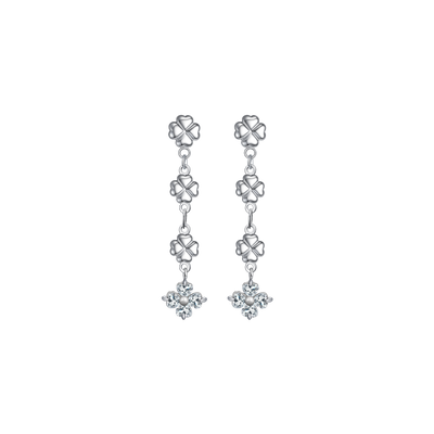 Luca Barra Women's Four-Leaf Clovers Steel Earrings