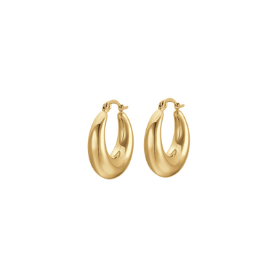 Luca Barra Women's IP Gold Steel Hoop Earrings