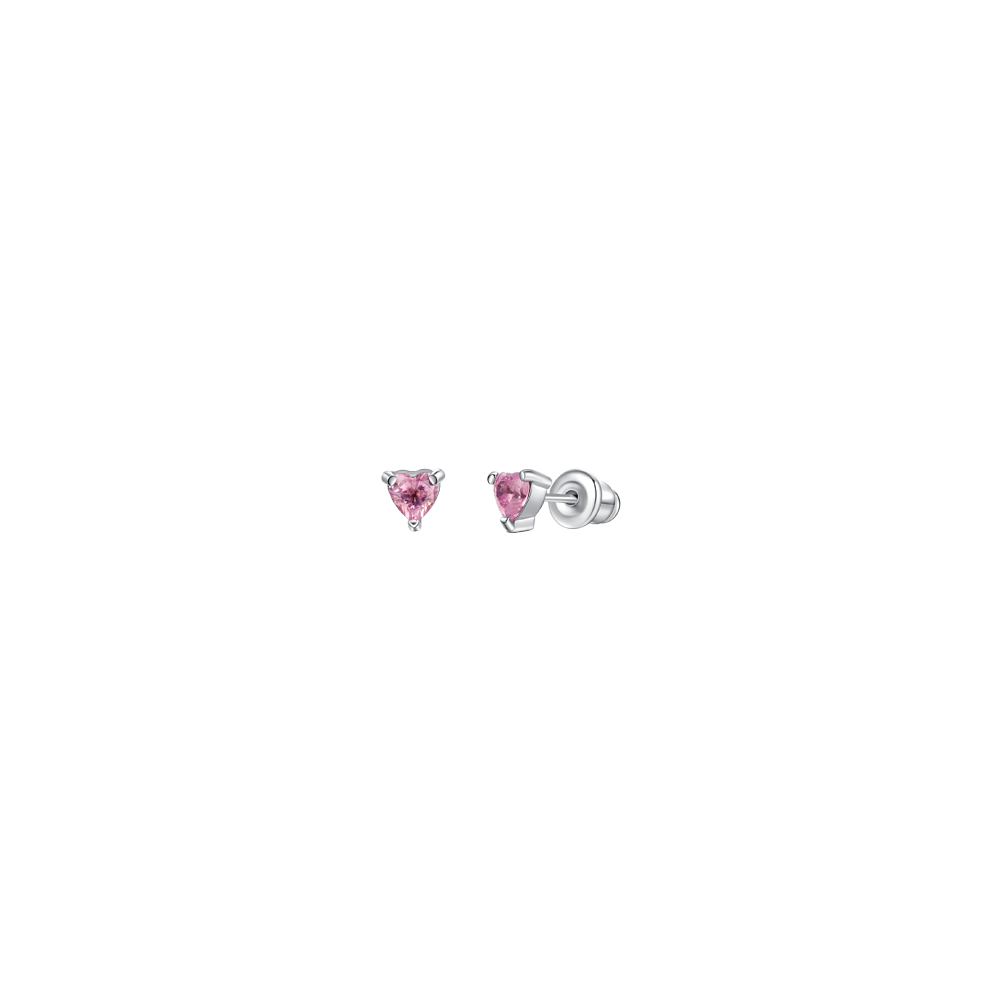Luca Barra girl's steel earrings with pink heart zircon crystals – Find Online Today