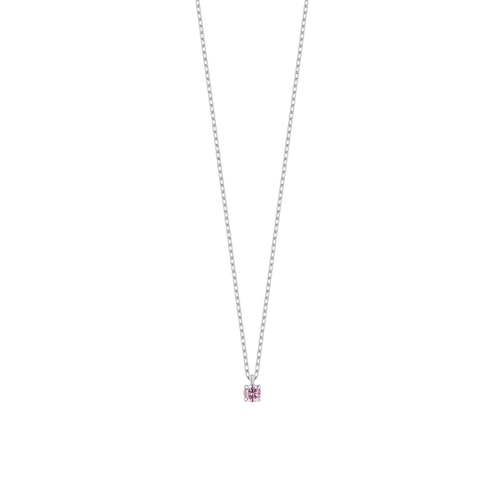 Luca Barra girl's steel necklace with pink zircon crystal – Order Online Today
