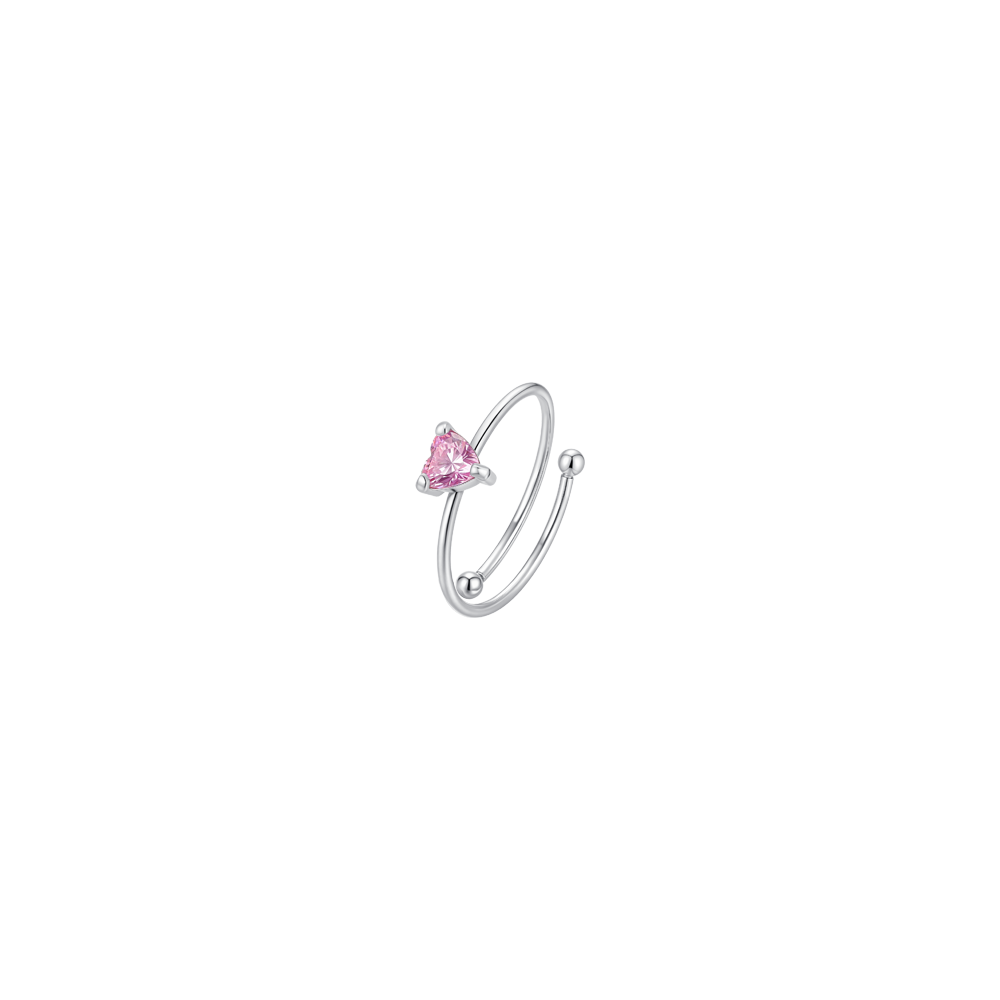 Luca Barra girl’s steel ring with pink heart zircon crystal — Find Online Today