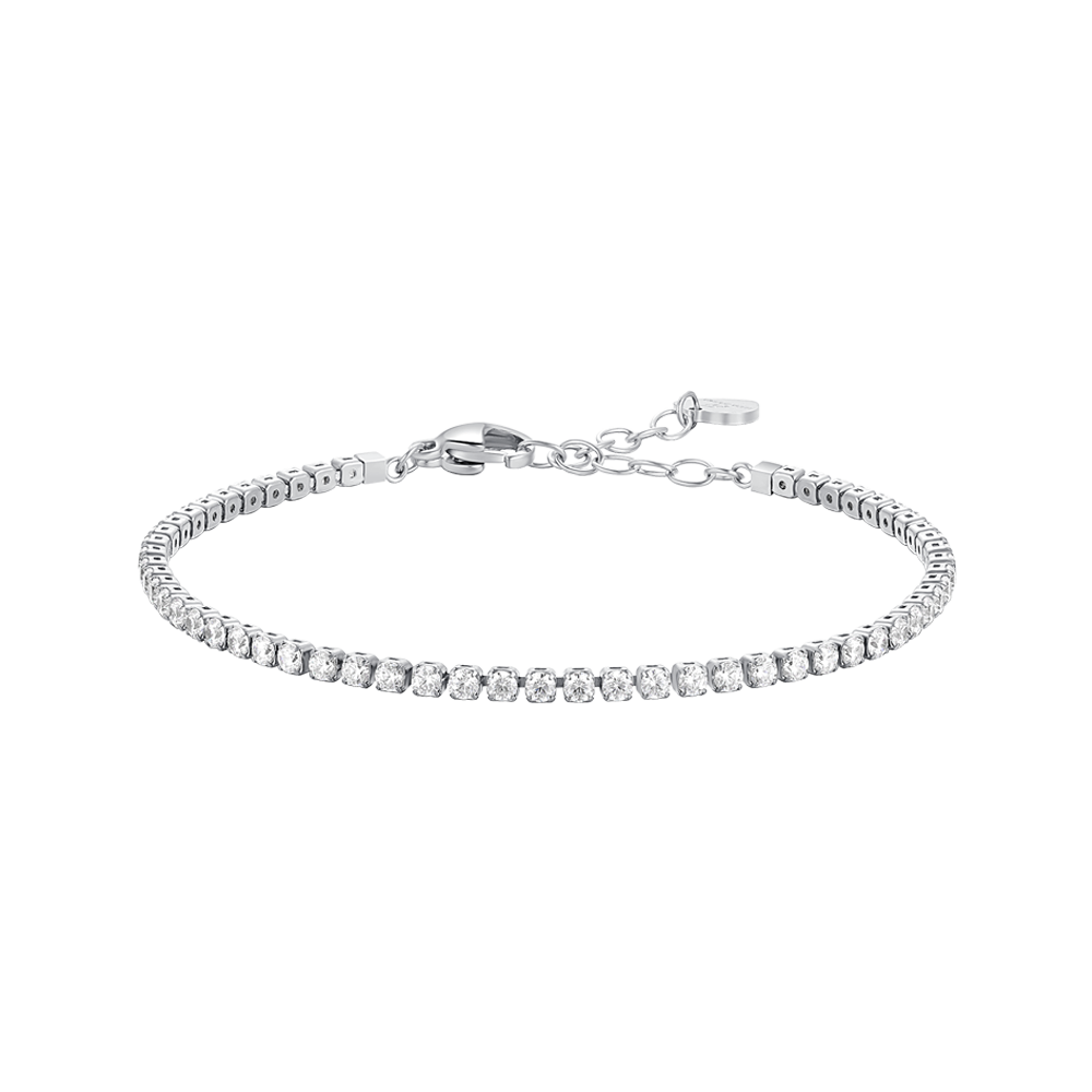 Luca Barra girl’s steel tennis bracelet with white zirconia crystals — Find Online Today
