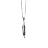 Luca Barra men’s silver steel feather pendant necklace – Find Online Today