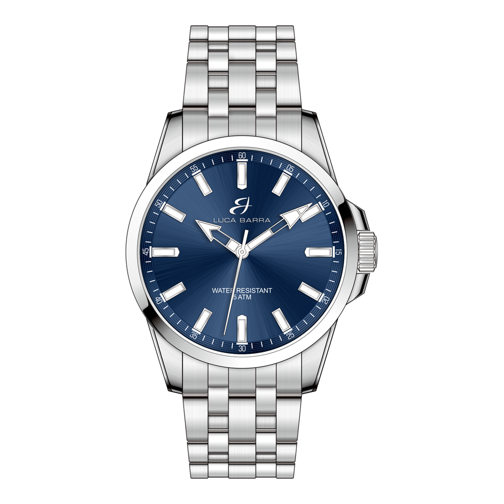 Luca Barra men’s steel watch with blue dial, stainless steel bracelet – Order Online Today