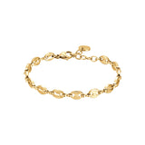 Luca Barra women’s IP gold steel bracelet with polished oval links, elegant stainless steel jewelry