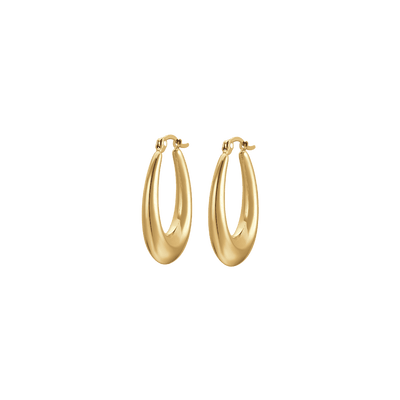 Luca Barra Women's IP Gold Steel Hoop Earrings
