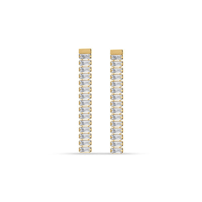 Luca Barra Women's IP Gold Steel Earrings with White Baguette Crystals