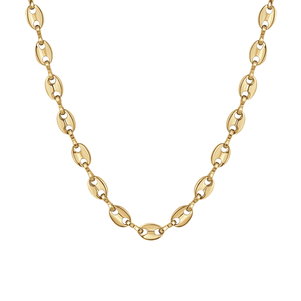 Luca Barra women’s IP gold steel necklace polished oval-link design —Find Online Today
