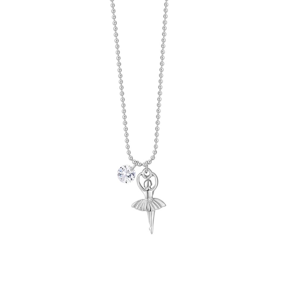 Luca Barra women's ballerina steel necklace with white crystal – Available for Online Purchase