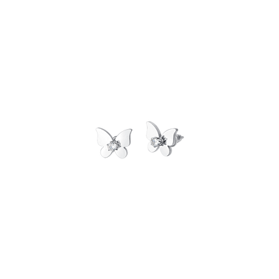 Luca Barra Women's Butterfly & Zircon Steel Earrings