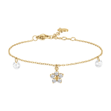 Luca Barra women’s gold-colored steel bracelet with flower pendant and green zircon petals, elegant jewelry design Find Online Today.