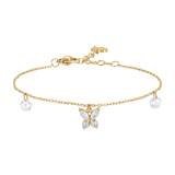 Luca Barra women’s gold-colored steel bracelet with white butterfly zircon pendant and crystal drops, Shop the Latest Online