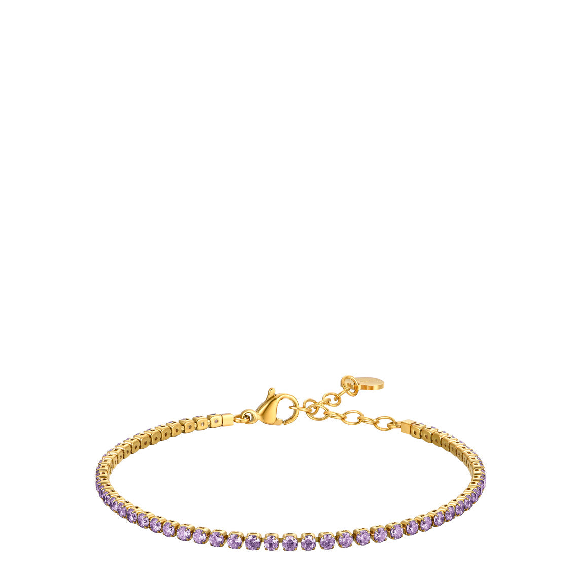 Luca Barra women’s gold steel tennis bracelet with purple zirconia stones – Available Online Today