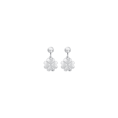 Luca Barra Women's Leaf Clover & Zircon Steel Earrings