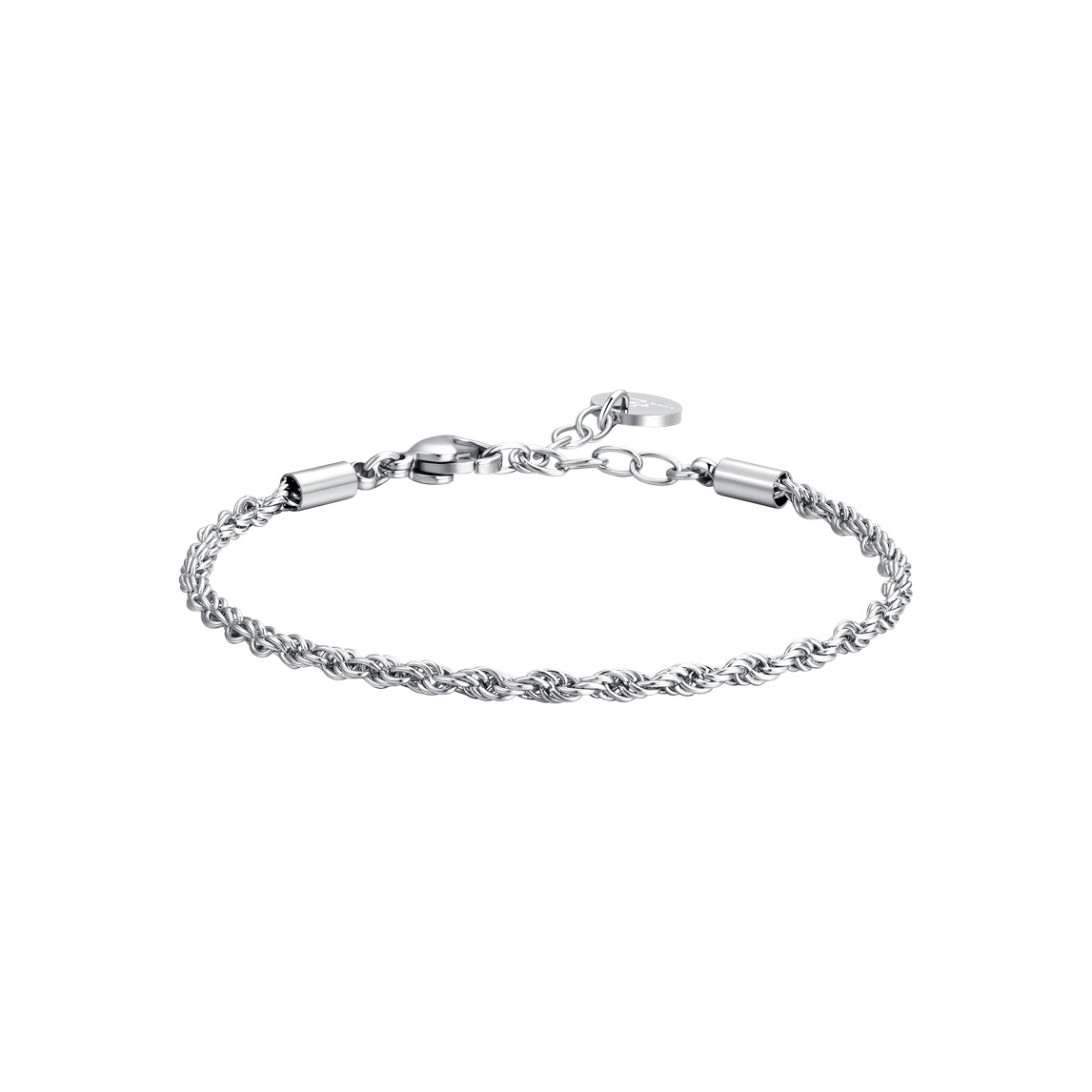 Luca Barra women’s silver steel bracelet with braided chain design, polished finish, Shop the Latest Online.