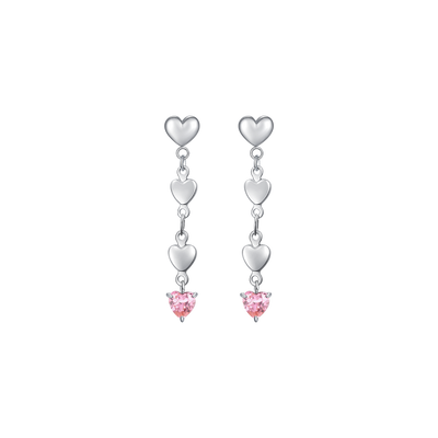 Luca Barra Women's Pink Heart-Shaped Steel Earrings