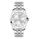 Luca Barra women's stainless steel watch with silver dial and Roman numerals, Available Online Today.