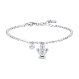 Luca Barra women’s steel bracelet with angel charm and white zircon detail, silver finish, Now Online.