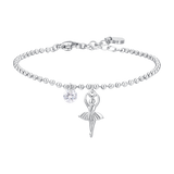 Luca Barra women’s steel bracelet with ballerina charm and white zircon crystal, Shop the Latest Online