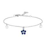 Luca Barra women’s steel bracelet with blue flower pendant and zircon petals, Available Online Today