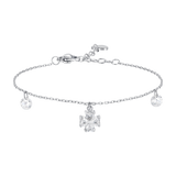 Luca Barra women’s steel bracelet with crystal four-leaf clover pendant and white zircon petals – Available for Online Purchase