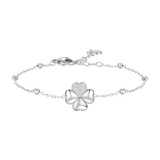 Luca Barra women’s steel bracelet with four-leaf clover and white zircon accents – Shop the Latest Online