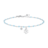 Luca Barra women’s steel bracelet with four-leaf clover charm, crystal and light blue stones, Now Available Online
