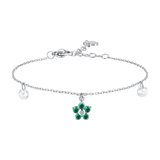 Luca Barra women’s steel bracelet with green flower pendant and zircon petals, elegant floral jewelry design, Now Available Online