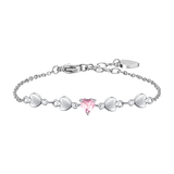 Luca Barra women’s steel bracelet with heart links and pink zircon stone, Available for Online Purchase