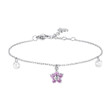 Luca Barra women’s steel bracelet with pink flower pendant and zircon petals, a feminine and elegant jewelry design. Shop Online Today.