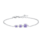 Luca Barra women’s steel bracelet with three purple zircon crystals, elegant minimalist design, available for online purchase