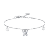 Luca Barra women’s steel bracelet with white butterfly zircon pendant, Available Now Online