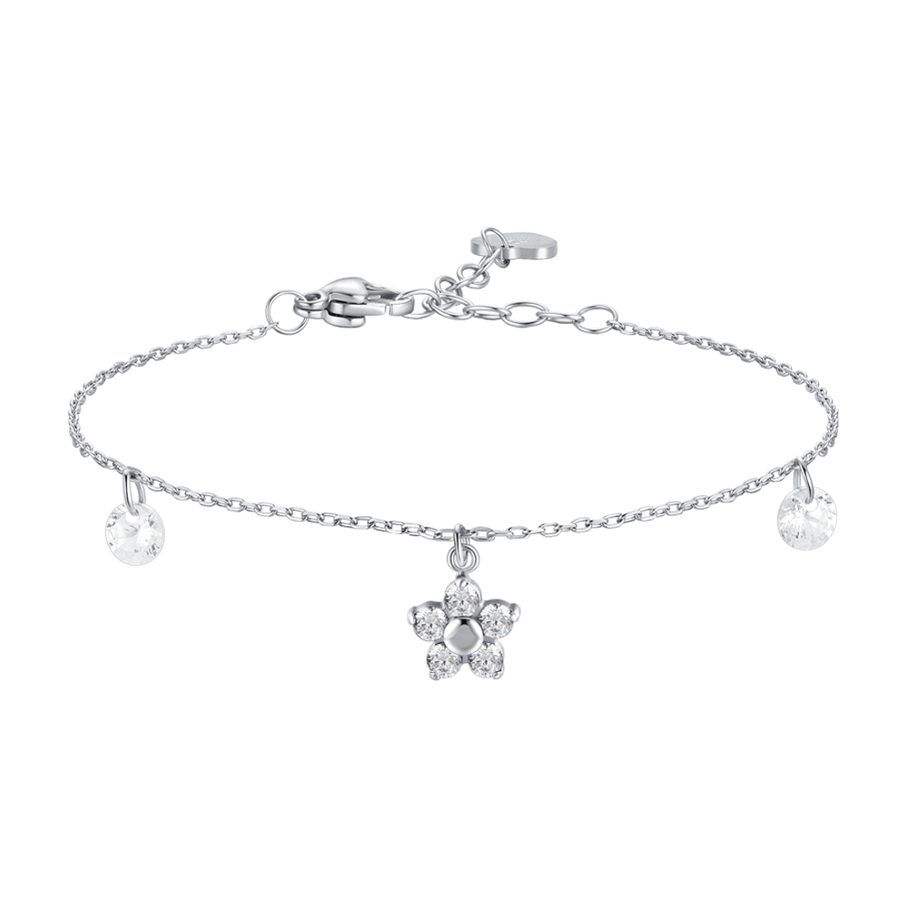 Luca Barra women’s steel bracelet with white flower pendant and zircon petals, Order Online Today