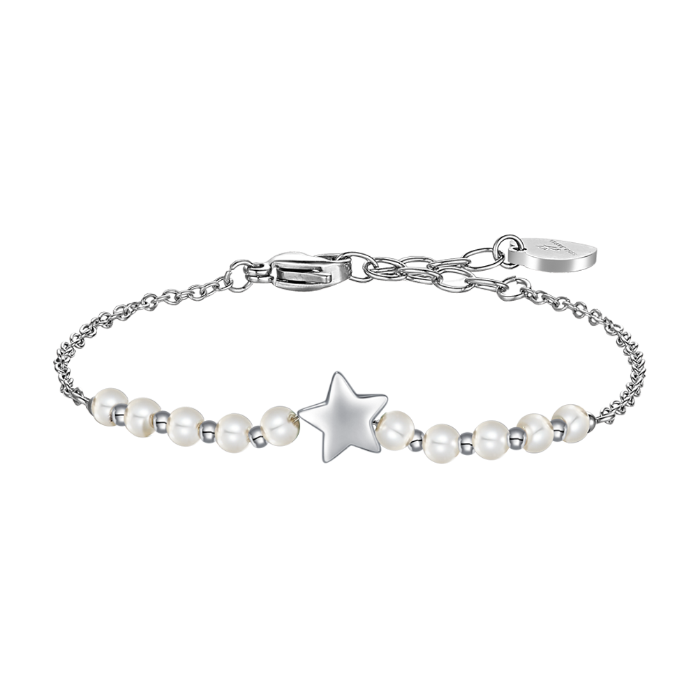 Luca Barra women's steel bracelet with white synthetic pearls and star charm, Find Online Today
